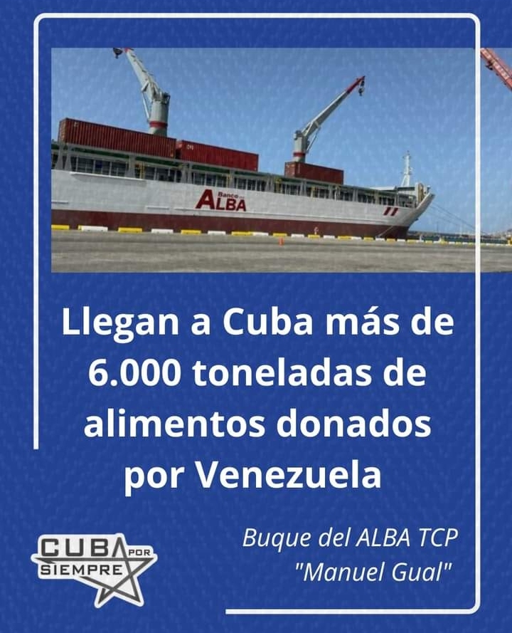 Llegan a Cuba más de 6.000 toneladas de alimentos donados por Venezuela