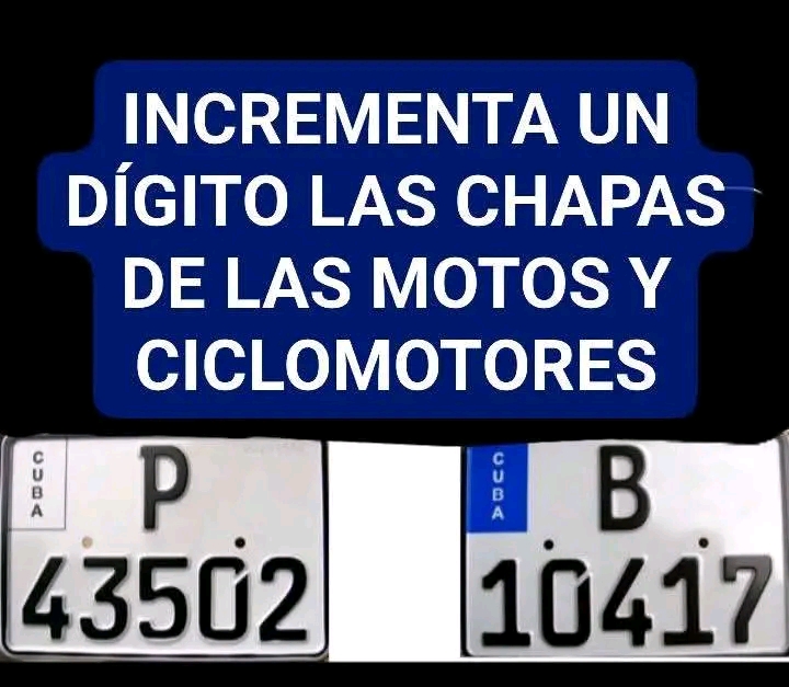 Nota informativa sobre incremento de un dígito a las chapas de las motos y ciclomotores