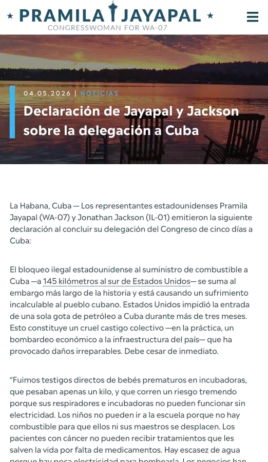 Congresistas de EE. UU. denuncian el “castigo colectivo” del bloqueo a Cuba tras visita a la isla