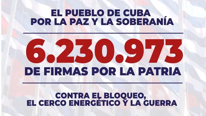 Más de 6 millones de cubanos firman por la paz y contra el bloqueo