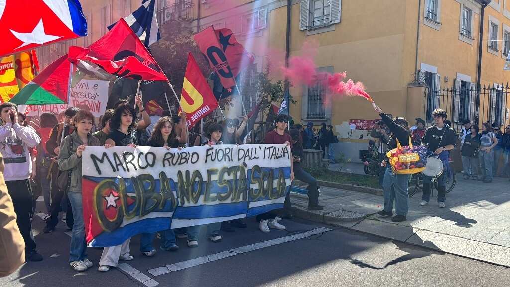 Marchas en Italia contra la visita de Marco Rubio y en apoyo a Cuba