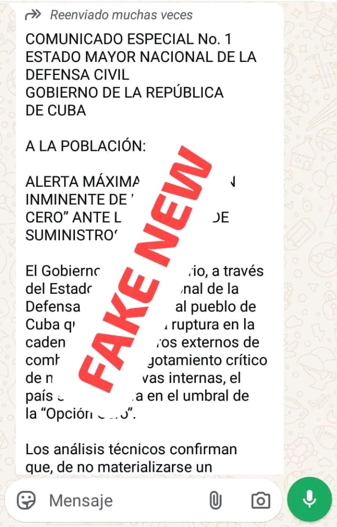 Circulan falsas alertas en redes sobre situación sensible en Cuba; autoridades llaman a verificar fuentes oficiales