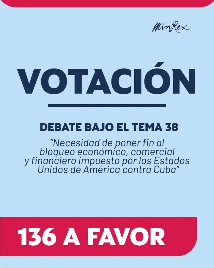 Cuba vence en la ONU: 136 votos para debatir el bloqueo pese a maniobras de EE.UU.