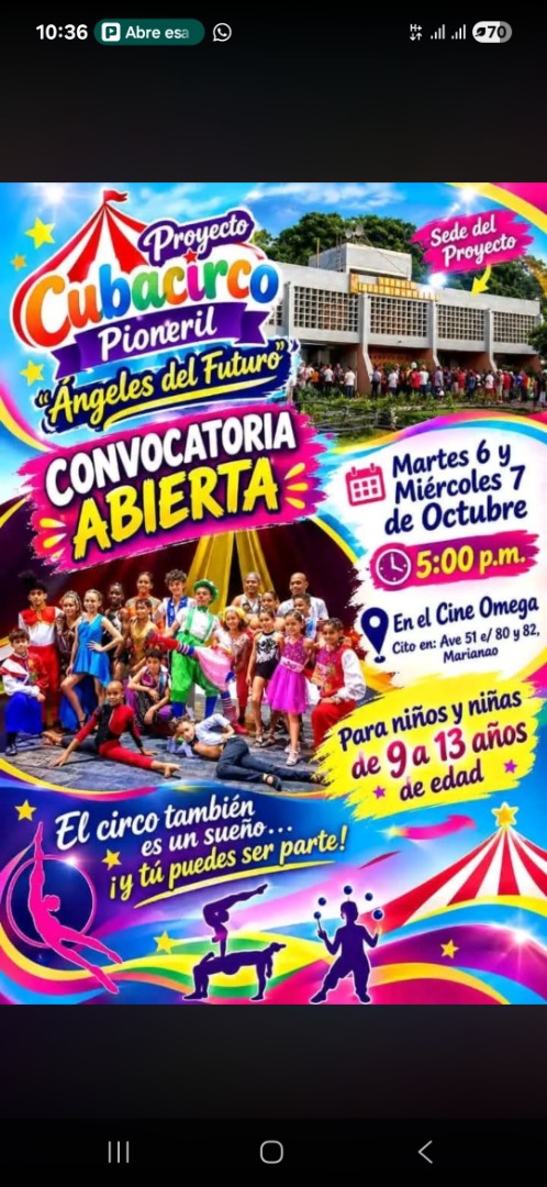 Abre convocatoria en Marianao Proyecto Cubacirco Pioneril "Ángeles del Futuro"
