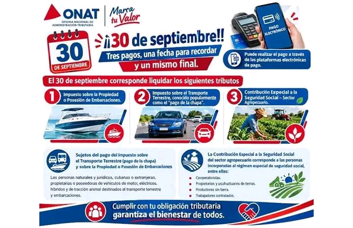 ONAT recuerda pago de tributos por vehículos y embarcaciones